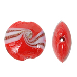 lampwork حبات الرمل الذهبية, امبورك, جولة شقة, الرمال الذهبية, أحمر, 20x9mm, حفرة:تقريبا 2mm, 100أجهزة الكمبيوتر/حقيبة, تباع بواسطة حقيبة