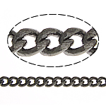 Messing Oval Chain, lood zwarte kleur vergulde, kinketting, nikkel, lood en cadmium vrij, 2x1.50x0.30mm, Lengte 100 m, Verkocht door Lot