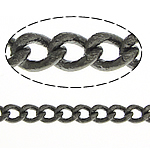 Messing Oval Chain, plumbum sort farve forgyldt, twist oval kæde, nikkel, bly & cadmium fri, 1.70x1.20x0.30mm, Længde 100 m, Solgt af Lot