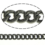 Messing Oval Chain, lood zwarte kleur vergulde, twist ovale keten, nikkel, lood en cadmium vrij, 2.50x2x0.50mm, Lengte 100 m, Verkocht door Lot