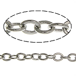 Messing Oval Chain, platinum plated, ovale keten, nikkel, lood en cadmium vrij, 3x2x0.40mm, Lengte 100 m, Verkocht door Lot