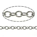 Messing Oval Chain, platinum plated, ovale keten, nikkel, lood en cadmium vrij, 2.30x2x0.30mm, Lengte 100 m, Verkocht door Lot