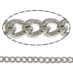 Messing Oval Chain, platinum plated, twist ovale keten, nikkel, lood en cadmium vrij, 2x1.50x0.30mm, Lengte 100 m, Verkocht door Lot