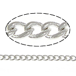 Messing Oval Chain, platinum plated, twist ovale keten, nikkel, lood en cadmium vrij, 1.70x1x0.20mm, Lengte 100 m, Verkocht door Lot