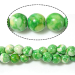 Regen bloem stenen kralen, Regen Bloem Stone, Ronde, groen, 14mm, Gat:Ca 1.2-1.4mm, Lengte Ca 15 inch, 5strengen/Lot, 27pC's/Strand, Verkocht door Lot