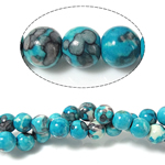 Regen bloem stenen kralen, Regen Bloem Stone, Ronde, blauw, 16mm, Gat:Ca 1.2-1.4mm, Lengte Ca 15 inch, 5strengen/Lot, Ca 24pC's/Strand, Verkocht door Lot