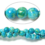 Regen bloem stenen kralen, Regen Bloem Stone, Ronde, blauw, 16mm, Gat:Ca 1.2-1.4mm, Lengte Ca 15 inch, 5strengen/Lot, Ca 24pC's/Strand, Verkocht door Lot