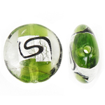 Sidabro folija Lampwork karoliukai, Butas Round, žalias, 20x10mm, Skylė:Apytiksliai 2mm, 100kompiuteriai/Krepšys, Pardavė Krepšys