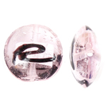 Ασημένιο Foil Lampwork Χάντρες, Γυάλινα, Flat Γύρος, αλουμινόχαρτο, ροζ, 20x10mm, Τρύπα:Περίπου 2mm, 100PCs/τσάντα, Sold Με τσάντα