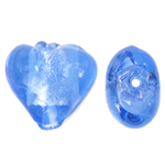 Silver Foil Lampwork, zilverfolie, blauw, 13x9mm, Gat:Ca 1mm, 100pC's/Bag, Verkocht door Bag