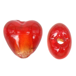 Silver Foil Lampwork Beads Heart red Approx 1mm Sold By Bag