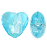 Silver Foil Lampwork Beads Heart blue 20mm Approx 2mm Sold By Bag