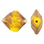 Gold Sand Χάντρες Lampwork, Γυάλινα, Ρόμβος, χρυσή άμμο, πορτοκάλι, 24x18x11mm, Τρύπα:Περίπου 3mm, 100PCs/τσάντα, Sold Με τσάντα