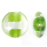 Silver Foil Lampwork, Rond plat, zilverfolie, groen, 20x9mm, Gat:Ca 1.5mm, 100pC's/Bag, Verkocht door Bag