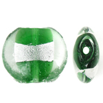 Sidabro folija Lampwork karoliukai, Butas Round, žalias, 20x9mm, Skylė:Apytiksliai 1.5mm, 100kompiuteriai/Krepšys, Pardavė Krepšys