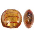 Ασημένιο Foil Lampwork Χάντρες, Γυάλινα, Flat Γύρος, αλουμινόχαρτο, καφέ, 20x10mm, Τρύπα:Περίπου 2mm, 100PCs/τσάντα, Sold Με τσάντα