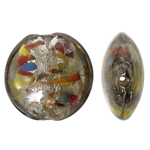 Ασημένιο Foil Lampwork Χάντρες, Γυάλινα, Flat Γύρος, αλουμινόχαρτο, καφέ, 20x10mm, Τρύπα:Περίπου 2mm, 100PCs/τσάντα, Sold Με τσάντα