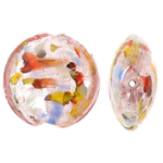 Silver Foil Lampwork, Rond plat, zilverfolie, roze, 20x10mm, Gat:Ca 2mm, 100pC's/Bag, Verkocht door Bag