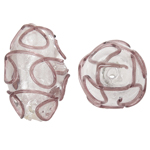 Granulos artesanais de  Lampwork, vidrilho, Oval, roxo, 16x25mm, Buraco:Aprox 2mm, 100PCs/Bag, vendido por Bag