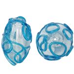 Granulos artesanais de  Lampwork, vidrilho, Oval, azul, 16x25mm, Buraco:Aprox 2mm, 100PCs/Bag, vendido por Bag