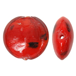 Χάντρες Lampwork, Γυάλινα, Flat Γύρος, κόκκινος, 20mm, Τρύπα:Περίπου 2mm, 100PCs/τσάντα, Sold Με τσάντα