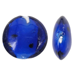 Χάντρες Lampwork, Γυάλινα, Flat Γύρος, μπλε, 20mm, Τρύπα:Περίπου 2mm, 100PCs/τσάντα, Sold Με τσάντα