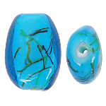 Handgewickelte Perlen, Lampwork, oval, blau, 22x29x12mm, Bohrung:ca. 2mm, 100PCs/Tasche, verkauft von Tasche