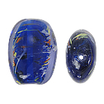 Handgjorda Lamppärlor, Lampwork, Oval, blå, 22x29x12mm, Hål:Ca 2mm, 100PC/Bag, Säljs av Bag