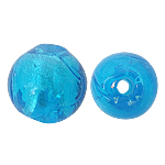 Grânulos Lampwork de folha de prata, vidrilho, Roda, azul, 12mm, Buraco:Aprox 1.5mm, 100PCs/Bag, vendido por Bag