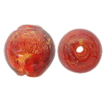 Silver Foil Lampwork Beads Round red 8mm Approx 1mm Sold By Bag