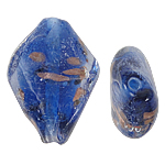 lampwork حبات الرمل الذهبية, امبورك, تحريف, الرمال الذهبية, أزرق, 21x29x10mm, حفرة:تقريبا 2mm, 100أجهزة الكمبيوتر/حقيبة, تباع بواسطة حقيبة