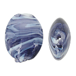 Granulos artesanais de  Lampwork, vidrilho, Oval, roxo, 24x30x12mm, Buraco:Aprox 2.5mm, 100PCs/Bag, vendido por Bag