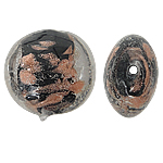 Gold Sand Χάντρες Lampwork, Γυάλινα, Flat Γύρος, χρυσή άμμο, μαύρος, 12x8mm, Τρύπα:Περίπου 1.5mm, 100PCs/τσάντα, Sold Με τσάντα