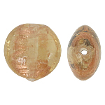 Gold Sand Χάντρες Lampwork, Γυάλινα, Flat Γύρος, χρυσή άμμο, 12x8mm, Τρύπα:Περίπου 1.5mm, 100PCs/τσάντα, Sold Με τσάντα