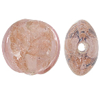 Gold Sand Χάντρες Lampwork, Γυάλινα, Flat Γύρος, χρυσή άμμο, ροζ, 12x8mm, Τρύπα:Περίπου 1.5mm, 100PCs/τσάντα, Sold Με τσάντα