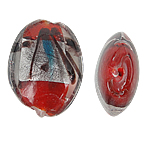 الخرز الفضي Lampwork احباط, امبورك, بيضوي, الفضة احباط, أحمر عميق, 24x32x12mm, حفرة:تقريبا 2mm, 100أجهزة الكمبيوتر/حقيبة, تباع بواسطة حقيبة