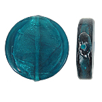 Silver Foil Lampwork, Rond plat, zilverfolie, blauw, 28x6mm, Gat:Ca 2mm, 100pC's/Bag, Verkocht door Bag