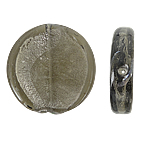 Perles murano feuille d'argent, chalumeau, Plat rond, gris, 28x6mm, Trou:Environ 2mm, 100PC/sac, Vendu par sac