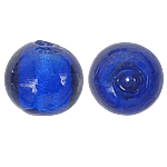 Grânulos Lampwork de folha de prata, vidrilho, Roda, azul, 18mm, Buraco:Aprox 2mm, 100PCs/Bag, vendido por Bag