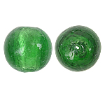 Grânulos Lampwork de folha de prata, vidrilho, Roda, verde, 18mm, Buraco:Aprox 2mm, 100PCs/Bag, vendido por Bag