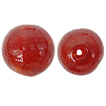 Grânulos Lampwork de folha de prata, vidrilho, Roda, vermelho, 18mm, Buraco:Aprox 2mm, 100PCs/Bag, vendido por Bag