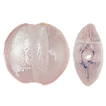 Perles murano feuille d'argent, chalumeau, Plat rond, rose, 20x10mm, Trou:Environ 2mm, 100PC/sac, Vendu par sac