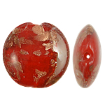 Miçangade Lampwork de areia de ouro, vidrilho, Laço, pó de ouro, vermelho escuro, 30x14mm, Buraco:Aprox 2.5mm, 100PCs/Bag, vendido por Bag