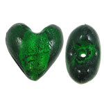 Silver Foil Lampwork Beads Heart green Approx 2mm Sold By Bag