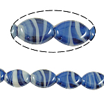 Handgjorda Lamppärlor, Lampwork, Oval, blå, 14x18x7mm, Hål:Ca 2.5mm, 100PC/Bag, Säljs av Bag