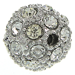 Rhinestone zinklegering Kralen, Zinc Alloy, Ronde, platinum plated, met strass, nikkel, lood en cadmium vrij, 14mm, Gat:Ca 1.7mm, 30pC's/Bag, Verkocht door Bag