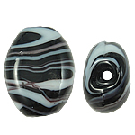 Χάντρες Lampwork, Γυάλινα, Ωοειδής, ρίγα, 17x21x11mm, Τρύπα:Περίπου 2.5mm, 100PCs/τσάντα, Sold Με τσάντα