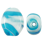 Granulos artesanais de  Lampwork, vidrilho, Oval, azul, 17x21x11mm, Buraco:Aprox 2.5mm, 100PCs/Bag, vendido por Bag