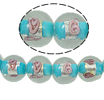 Grânulos Lampwork de folha de prata, vidrilho, Roda, azul, 14mm, Buraco:Aprox 1.5mm, 100PCs/Bag, vendido por Bag