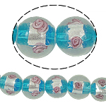 Grânulos Lampwork de folha de prata, vidrilho, Roda, azul, 14mm, Buraco:Aprox 1.5mm, 100PCs/Bag, vendido por Bag